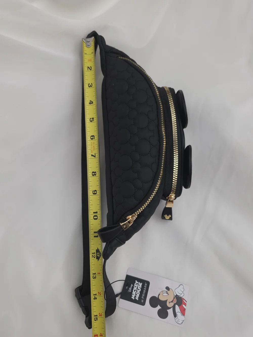Disney x Primark Mickey Mouse Black Quilted Fanny Pack 3D Ear Waist Belt Bag - Picture 10 of 11
